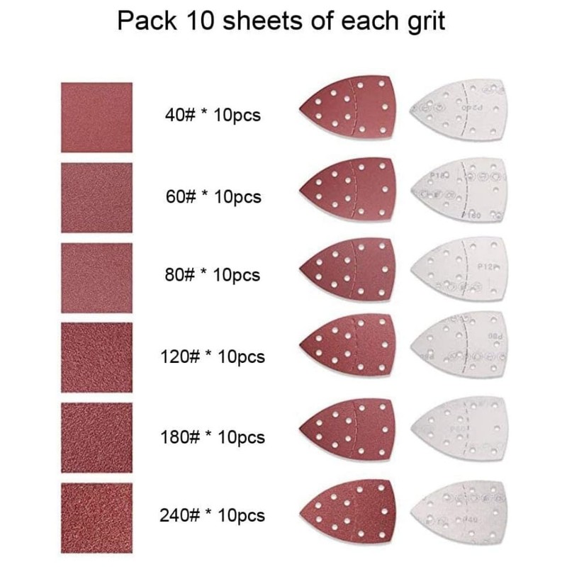 Mouse Sander Pads 11 Hole 60 Pcs Sanding Pads Hook