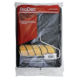 ProDec 9 inch x 1.75" 3 piece Medium Pile Woven Paint Roller, Cage Frame and Tray Set for Painting with Emulsion and Masonry Paints on Interior and Exterior Walls and Ceilings, 9"