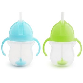 Munchkin Click Lock Weighted Straw Cup, 7 Ounce, 2 Pack, Blue/Green