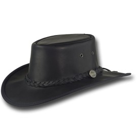 BARMAH HATS Squashy Fullgrain Leather Hat - Item 1026 (Black, Medium)