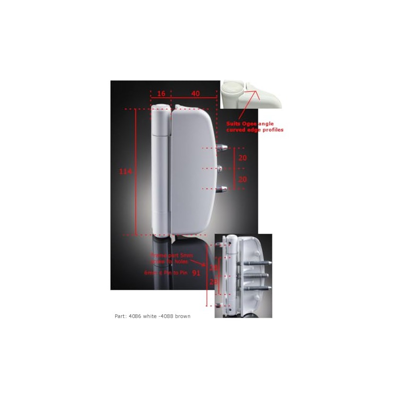 SFS Dynamic 2D Upvc Door Hinge Screw in Pin Ovolo