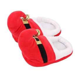Happyyami 1 Pair Christmas Slippers Santa Claus Costume Accessories Plush Warm Slippers Non Slip Slippers for Christmas Xmas Holiday Winter Size XL (Red)