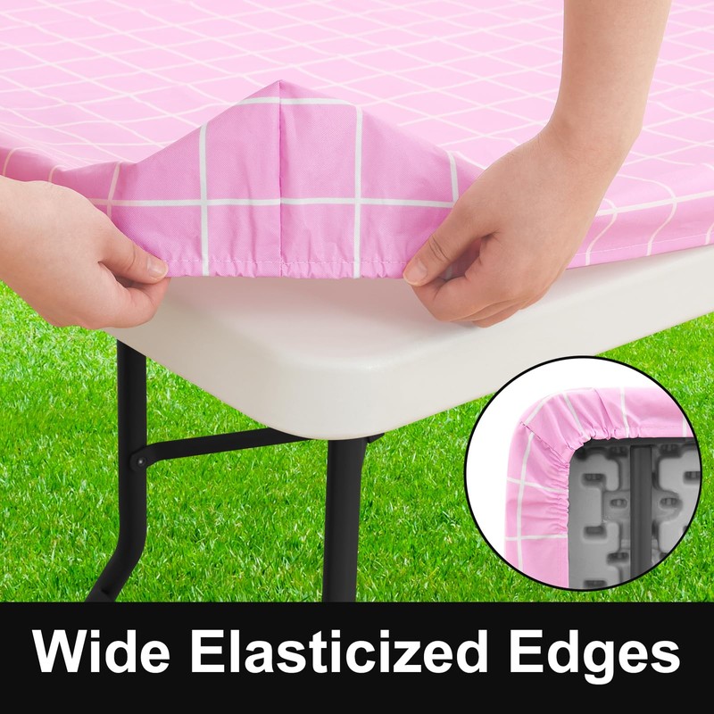 Spotjoy Rectangle Vinyl Table Cloth 30x48, Waterproof Elastic Fitted Tablecloth