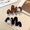 New Autumn/Winter Flocked Pearl Wave Hair Clip for Updos and Half-Up Styles - Unique Automatic Pin One Size/Black 20ea
