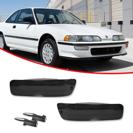 KENRTIR for 1992 1993 Acura Integra RS/GS/LS/GSR Front Bumper Turn Signal Parking Daytime Running Light Smoked Lens Amber & White LED Lamp Driver and Passenger Side AC2530102 AC2531102