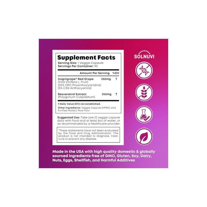 Complemento Complejo Resveratrol 1500mg con Extracto de Uva Roja Cognigrape