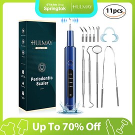 Hulmay Plaque Remover for Teeth ，electric Tooth Cleaner Tartar Remover with display,4 Modes Rechargeable Teeth Cleaning Kit with Dental Tools - Number of Accessorie: M5-blue