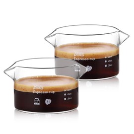 Espresso Shot Glass 2 Pack - 3oz Barista Espresso Cups with Double Spout, 90ML Clear Espresso Shots Cup Set of 2