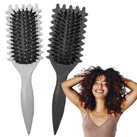 Cepillo Definicion Rizos Cuidado Del Cabello Peine Cabello Rizado Rulos Perfectos Cerdas Anchas Diseo Inovador Peines Rizadores Multifuncional (Negro)