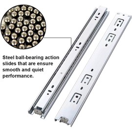 Full Extension Drawer Slides 18 Inch 1 Pairs Side Mount Metal Ball Bearing Drawer Slides Rails,10 12 14 16 18 20 22 Inch 100 LB Load Capacity Cabinet Wardrobe Slider Kitchen Glides