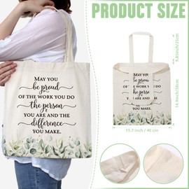 Roowest 60 Pcs Inspirational Tote Bags Bulk for Women Teacher Appreciation Retirement Gift Canvas Bags Reusable Encourage Cotton Bags for Office School Employee Christmas Gift(May You Be Proud)