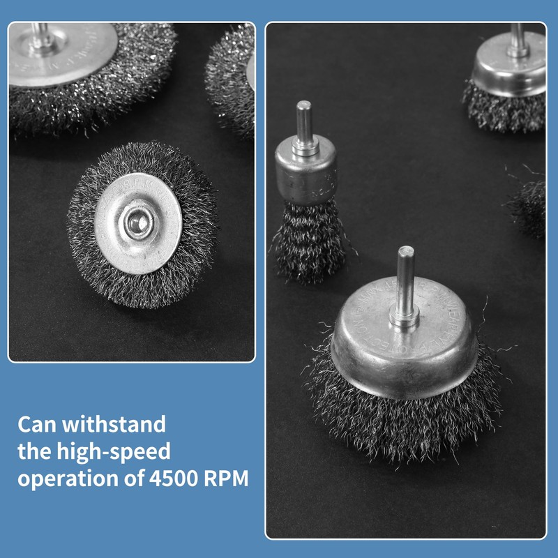 BUCOMTU Pack of 12 Wire Brushes Drill, 6 mm Wire