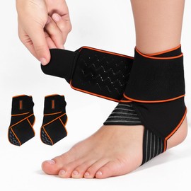 PROIRON Wraparound Ankle Brace Black Orange [Pack of 2]