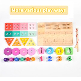 Merabufa Montessori Toys for1 2 3 4 5Years Old Toddler Boys Girls, Wooden Stacking Toy for Toddlers, Durable, Smooth Wooden Blocks for Toddlers Preschool Motor Skills Toy Birthday Gift for Baby