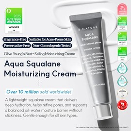 S.NATURE AQUA SQUALANE MOISTURIZING CREAM 60 ml, Moisturizing, daily, soothing, hydrating, nourishing, eliminates pores and sebum, 2.03 fl oz         