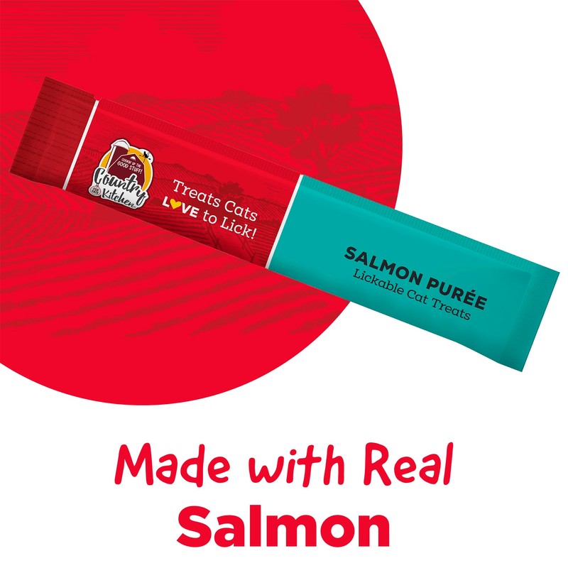 Country Kitchen Salmon Puree Lickable Cat Treats, 2 oz, Pack
