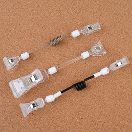 2-Piece Long-Neck Clamp Set Display Clip Transparent Rod 2ea