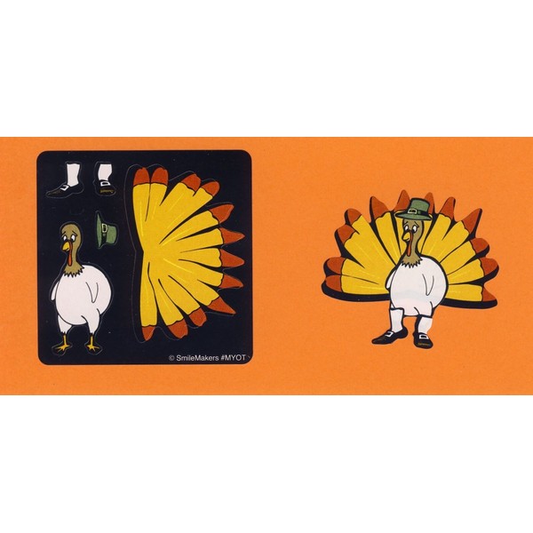 SmileMakers 10 Make Your Own Thanksgiving Turkey Stickers - Party