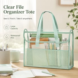 Transparent File Organizer for School & Office – Expandable PVC Document Bag with Handle for Travel and Storage