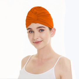 SJTJSPX Swimming Cap for Women Girls Swim Cap Pleated Fabric Turban Retro Bathing Cap Beach Hat for Long Hair Swimming Cap Elegance Shower Cap Non Waterproof
