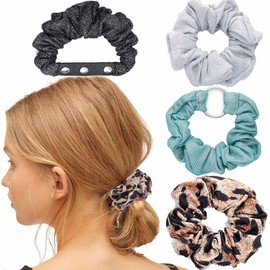 Bouory Soft Big Hair Scrunchies Polka Dot Hair Ties Red Bandana Scrunchies Elastics Thick Ponytail Holders for Women and Girls 4PCS (Type C)