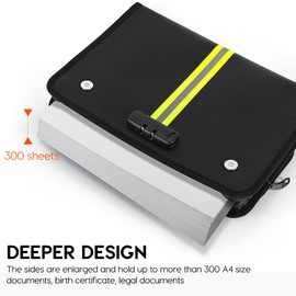 VIESEMBO Fireproof Document Bag with Lock, Important Document Organizer for Home Safe, Waterproof Money Bag for Cash, Birth Certificate, Legal File, Passport