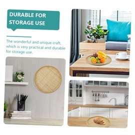 SHOWERORO 3pcs Bamboo Sieve Round Baskets Woven Storage Baskets Woven Tray Fruit Rattan Tray Woven Fruit Basket Natural Basket Bamboo Colander Basket Bamboo Weaving Sieve Vegetable Food