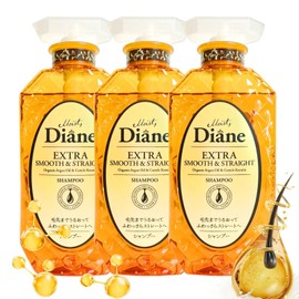 Moist Diane Shampoo with Pump for Damaged, Colored, Dry Hair, Japanese Hydrating & Moisturizing Organic Hair Treatment, Sulfate& Silicon Free, Extra Smooth & Straight, 15.2 fl.oz each, 3 Pack