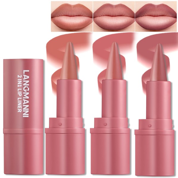 HOSAILY 3 Colors 2 in 1Gradient Lip Liner Set, Matte