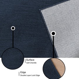 Evitany Washable Rugs for Bedroom,Washable Rugs Living Room,Chenille Short Pile Rug,Soft Bedside Rug,Non Slip Carpet for Kids Room,Lounge,Office,Kitchen,Dining Room (Navy Blue,80x150 cm)