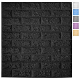 Art3d 11-Pack 64 Sq. Ft Peel and Stick 3D Wall Panels for Interior Wall Decor, Self-Adhesive Foam Brick Wallpaper in Black