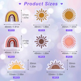 Pndeyo Vintage Iron on Patches for Clothes 22pcs, Sun Embroidered Patches, Applique Embroidery Patches for Clothing Jeans Backpacks Crafts DIY