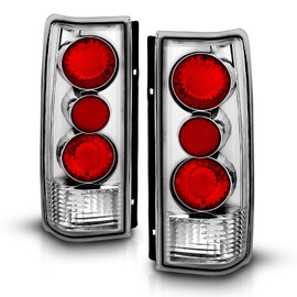 AmeriLite for 1985-2005 Chevy Astro | GMC Safari Van Chrome Euro Aftermarket Halogen Tail Lights Pair - Passenger and Driver Side