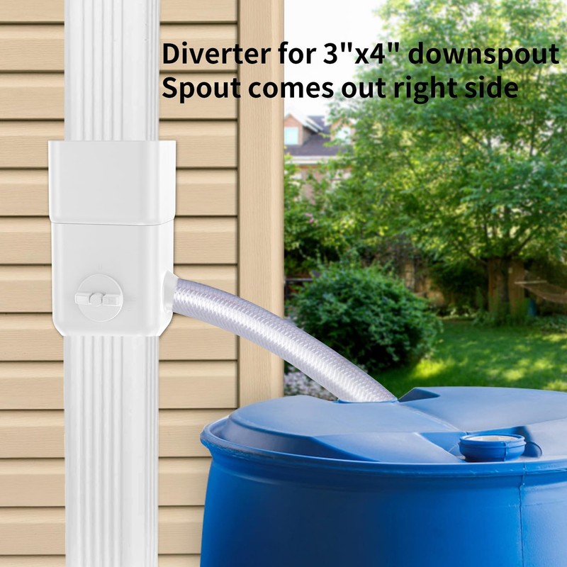Downspout Diverter, Rainwater Diverter Fits for 3"x4" Oversize Downspout and