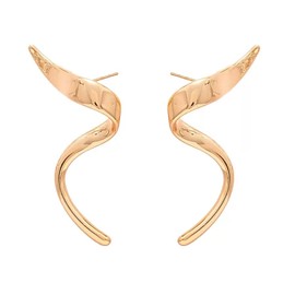 Modern Spiral Wave Dangle Earrings, Gold and Silver Plated, Twisted Design