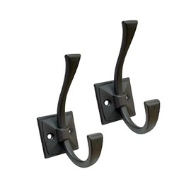 QCAA Coat and Hat Hook, Zinc Die Cast, Oil Rubbed Bronze, 2 Pack, Made in Taiwan