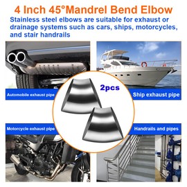 AIMCOCO - Codo de escape de acero inoxidable de 4 pulgadas, 45 grados, 16GA/. Tubo de tubo de acero inoxidable de 165 cm, para tubo de escape de coche, codo modificado, curva de pasamanos de escalera