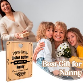 Apjielop Nanny Birthday Gifts - Engraved Bamboo Cutting Board Gifts for Grandma, Grandma Gifts with Touching Sayings, Birthday Gifts for Grandma Nan Nanny Gifts for Birthday, Christmas, Thanksgiving