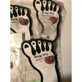 lot NEW 5 RED PINK CLEAR BLUE FLOWER HEART CZ Invisible Stretch TOE RINGS