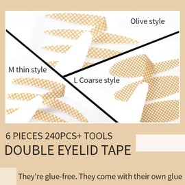 COYUN 240 Stück Schlupflider Tapes, 3 Größe Lidstreifen Unsichtbar Augenlid stripes Unsichtbar Double-Sided Eyelid Tapes Augenlidheberstreifen Schlupflider Stripes Unsichtbar mit Werkzeug
