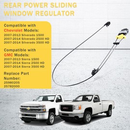 Predep Rear Power Sliding Window Regulator Assembly Without Motor Compatible for 2007-2014 Chevy Silverado 1500 2500 HD 3500 HD, 2007-2014 GMC Sierra 1500 2500 HD 3500HD, Replacement 25980205