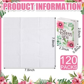 Colarr 120 Pack Travel Size Tissue Packs Bulk 3 Ply Bless You Single Tissue Packs Facial Mini Pocket Individual Tissues for Wedding Party Gift Homeless 7 Sheets Per Pack(Floral)