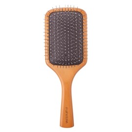 P‑UP Xterra Terahertz Paddle Brush, Anti-Static, Moisturizing, Glossy Hair, Scalp Massage, Natural Wood Handle, Stainless Steel Pin, Unisex Cushion Hair Brush
