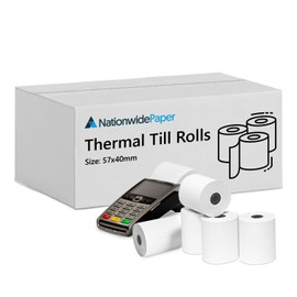 Nationwide Paper 57 x 40 mm Premium Thermal Paper Till Receipt Roll for PDQ Credit Card Machine, POS, EPOS [Pack of 20]