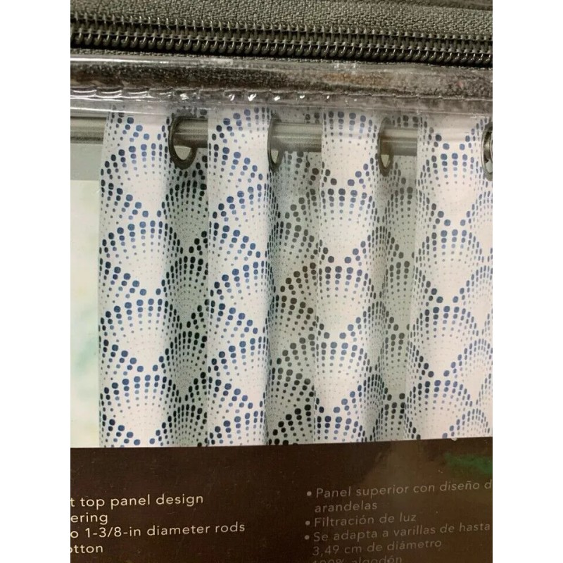 allen + roth 84'' White Navy Cotton Light Filtering Grommet