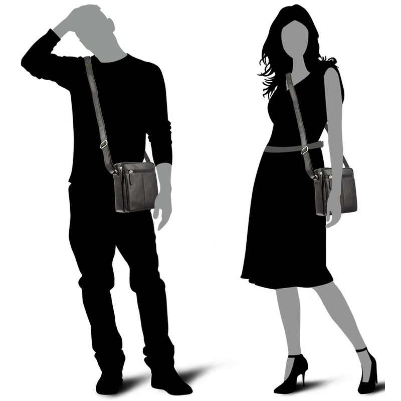 Visconti Compact Leather Messenger/Travel Bag S8 Black