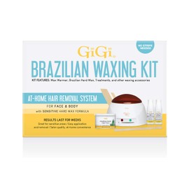 GiGi Brazilian Waxing Kit - At-Home Hair Removal Kit with Warmer, Hard Wax, and Pre & Post Treatments for Face, Bikini, and Body, 1-set