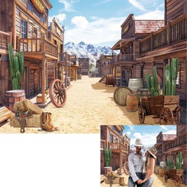 Western Cowboys Backdrop 7x5FT Wonder Junction VBS Photography Background Western Vbs Desert Cactus Mountain Party Decorations Banner Photo Props