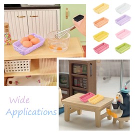 Sparkeads Miniature Rattan Basket Food Bread Display Rectangle Baskets Mini Resin Kitchen Scene Decor Accessories Kit for Craft Landscape 20 Pieces