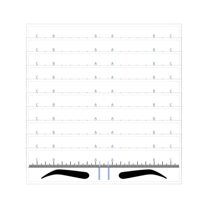 150PCS Eyebrow Stencil Ruler Clear Scale Transparent Eyebrow Shape Positioning